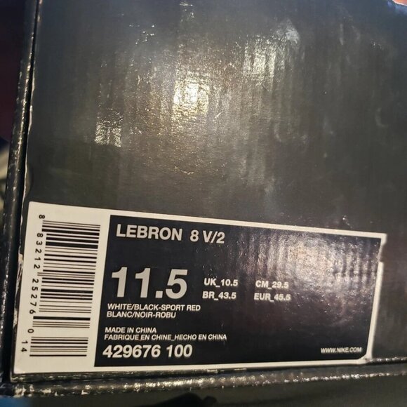 Nike Lebron James 8 V/2 SZ 11.5 White Sport Red Miami Heat Elite 429676-100 - Picture 7 of 9